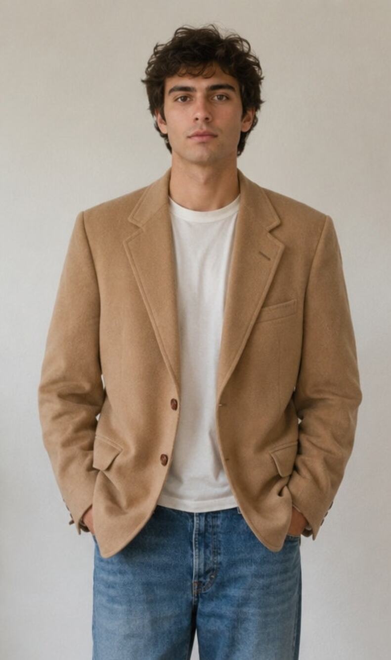 Vintage Lands' End Camel Hair Blazer 42R Made USA